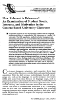 Cover page: How Relevant Is Relevance?: An Examination of Student Needs, Interests, and Motivation in the Content-Based University Classroom