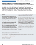 Cover page: Refining Low Physical Activity Measurement Improves Frailty Assessment in Advanced Lung Disease and Survivors of Critical Illness