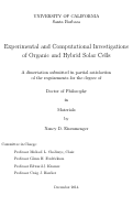 Cover page: Experimental and Computational Investigations of Organic and Hybrid Solar Cells