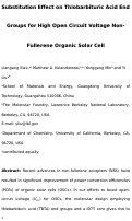 Cover page: Substitution Effect on Thiobarbituric Acid End Groups for High Open-Circuit Voltage Non-Fullerene Organic Solar Cells
