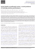 Cover page: Sulcal depth in prefrontal cortex: a novel predictor of working memory performance.