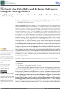 Cover page: The Benefit of an Umbrella Protocol: Reducing Challenges in Orthopedic Oncology Research