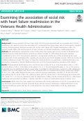 Cover page: Examining the association of social risk with heart failure readmission in the Veterans Health Administration