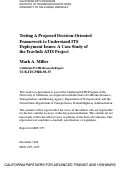 Cover page: Testing A Proposed Decision-oriented Framework To Understand Its Deployment Issues: An Examination Of The Travinfo Atis Project