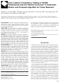 Cover page: Does Cultural Competency Training of Health Professionals Improve Patient Outcomes? A Systematic Review and Proposed Algorithm for Future Research