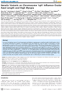 Cover page: Genetic variants on chromosome 1q41 influence ocular axial length and high myopia.