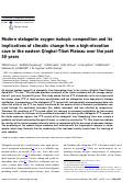 Cover page: Modern stalagmite oxygen isotopic composition and its implications of climatic change from a high-elevation cave in the eastern Qinghai-Tibet Plateau over the past 50 years