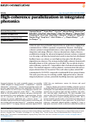 Cover page: High-coherence parallelization in integrated photonics.