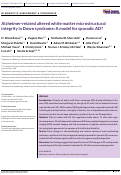 Cover page: Alzheimer-related altered white matter microstructural integrity in Down syndrome: A model for sporadic AD?