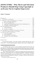 Cover page: [SONG ENDS] – Why Movie and Television Producers Should Stop Using Copyright as an Excuse Not to Caption Song Lyrics