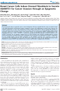 Cover page: Breast Cancer Cells Induce Stromal Fibroblasts to Secrete ADAMTS1 for Cancer Invasion through an Epigenetic Change