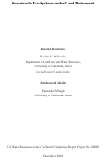 Cover page of Sustainable Eco-Systems under Land Retirement