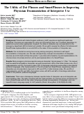 Cover page: The Utility of Dot Phrases and SmartPhrases in Improving Physician Documentation of Interpreter Use