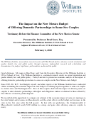 Cover page: The Impact on the New Mexico Budget of Offering Domestic Partnerships to Same-Sex Couples