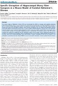 Cover page: Specific Disruption of Hippocampal Mossy Fiber Synapses in a Mouse Model of Familial Alzheimer's Disease