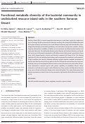 Cover page: Functional metabolic diversity of the bacterial community in undisturbed resource island soils in the southern Sonoran Desert