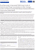 Cover page: Food Insecurity Is Associated With Lower Levels of Antiretroviral Drug Concentrations in Hair Among a Cohort of Women Living With Human Immunodeficiency Virus in the United States