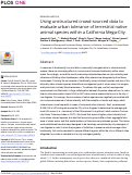 Cover page: Using unstructured crowd-sourced data to evaluate urban tolerance of terrestrial native animal species within a California Mega-City.