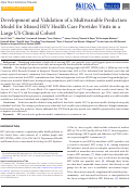 Cover page: Development and Validation of a Multivariable Prediction Model for Missed HIV Health Care Provider Visits in a Large US Clinical Cohort