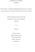 Cover page: Who is proficient?: An investigation of bilingual language proficiency and its influence on classroom practices in a first-grade Korean/English Two Way Immersion classroom