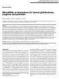 Cover page: MicroRNAs as biomarkers for human glioblastoma: progress and potential