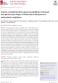 Cover page: Genetic complexity alters drug susceptibility of asexual and gametocyte stages of Plasmodium falciparum to antimalarial candidates.