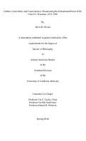 Cover page: Culture, Curriculum, and Consciousness: Resurrecting the Educational Praxis of Dr. Carter G. Woodson, 1875-1950