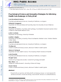 Cover page: Psychological Science and Innovative Strategies for Informing Health Care Redesign: A Policy Brief