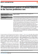 Cover page: A computational analysis of mouse behavior in the sucrose preference test.