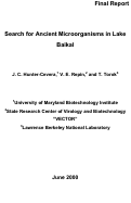 Cover page: Search for ancient microorganisms in Lake Baikal