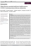 Cover page: Clinical factors associated with lower health scores in COVID‐19–related persistent olfactory dysfunction