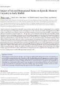 Cover page: Impact of Sex and Menopausal Status on Episodic Memory Circuitry in Early Midlife