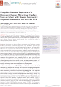 Cover page: Complete Genome Sequence of a Divergent Human Rhinovirus C Isolate from an Infant with Severe Community-Acquired Pneumonia in Colorado, USA