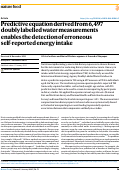 Cover page: Predictive equation derived from 6,497 doubly labelled water measurements enables the detection of erroneous self-reported energy intake.