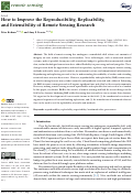 Cover page: How to Improve the Reproducibility, Replicability, and Extensibility of Remote Sensing Research