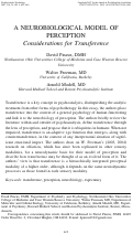 Cover page: A NEUROBIOLOGICAL MODEL OF  PERCEPTION  Considerations for Transference