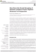 Cover page: How Does the Social Grouping of Animals in Nature Protect Against Sickness? A Perspective