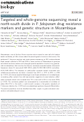 Cover page: Targeted and whole-genome sequencing reveal a north-south divide in P. falciparum drug resistance markers and genetic structure in Mozambique.