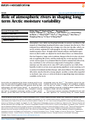 Cover page: Role of atmospheric rivers in shaping long term Arctic moisture variability.