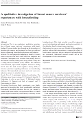 Cover page: A qualitative investigation of breast cancer survivors’ experiences with breastfeeding