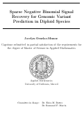 Cover page of Sparse Negative Binomial Signal Recovery for Genomic Variant Prediction in Diploid Species