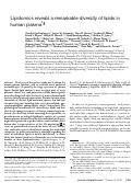 Cover page: Lipidomics reveals a remarkable diversity of lipids in human plasma1 [S]