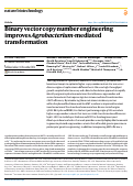 Cover page of Binary vector copy number engineering improves Agrobacterium-mediated transformation