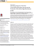 Cover page: Identifying Aspects of the Post-Transcriptional Program Governing the Proteome of the Green Alga Micromonas pusilla