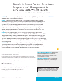 Cover page: Trends in Patent Ductus Arteriosus Diagnosis and Management for Very Low Birth Weight Infants