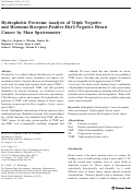 Cover page: Hydrophobic Proteome Analysis of Triple Negative and Hormone-Receptor-Positive-Her2-Negative Breast Cancer by Mass Spectrometer