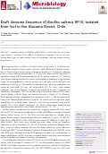 Cover page: Draft Genome Sequence of Bacillus safensis RP10, Isolated from Soil in the Atacama Desert, Chile