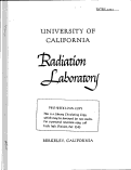 Cover page: PRELIMINARY CALCULATIONS RANGE-ENERGY CURVE FOR PROTONS IN G.5 EMULSION OF DENSITY 3.815 gm./cm3 (High Velocity Portion)