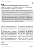 Cover page: Cognitive deficit in methamphetamine users relative to childhood academic performance: link to cortical thickness