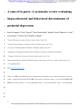 Cover page: A sum of its parts: A systematic review evaluating biopsychosocial and behavioral determinants of perinatal depression.